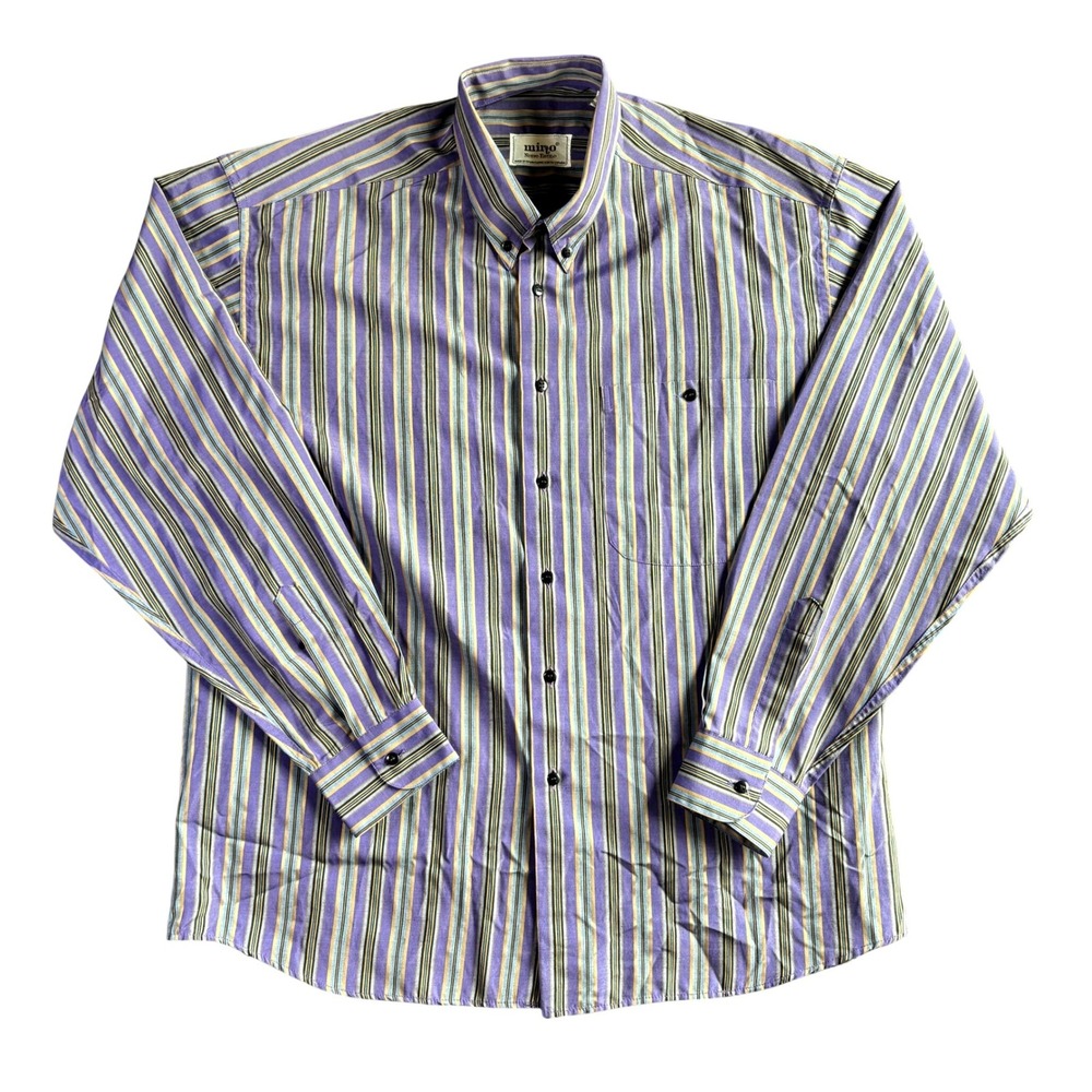 Mirto Nuevo Estilo Mens Purple Striped Button Down Shirt Made in Spain Size 41